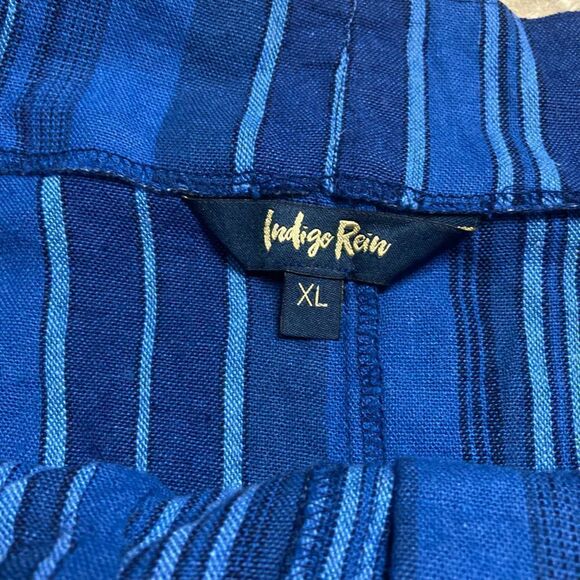 Indigo Rein, Linen Blend Striped Mini Skirt, Belted Tie, Juniors X-Large Beachy - Picture 9 of 10